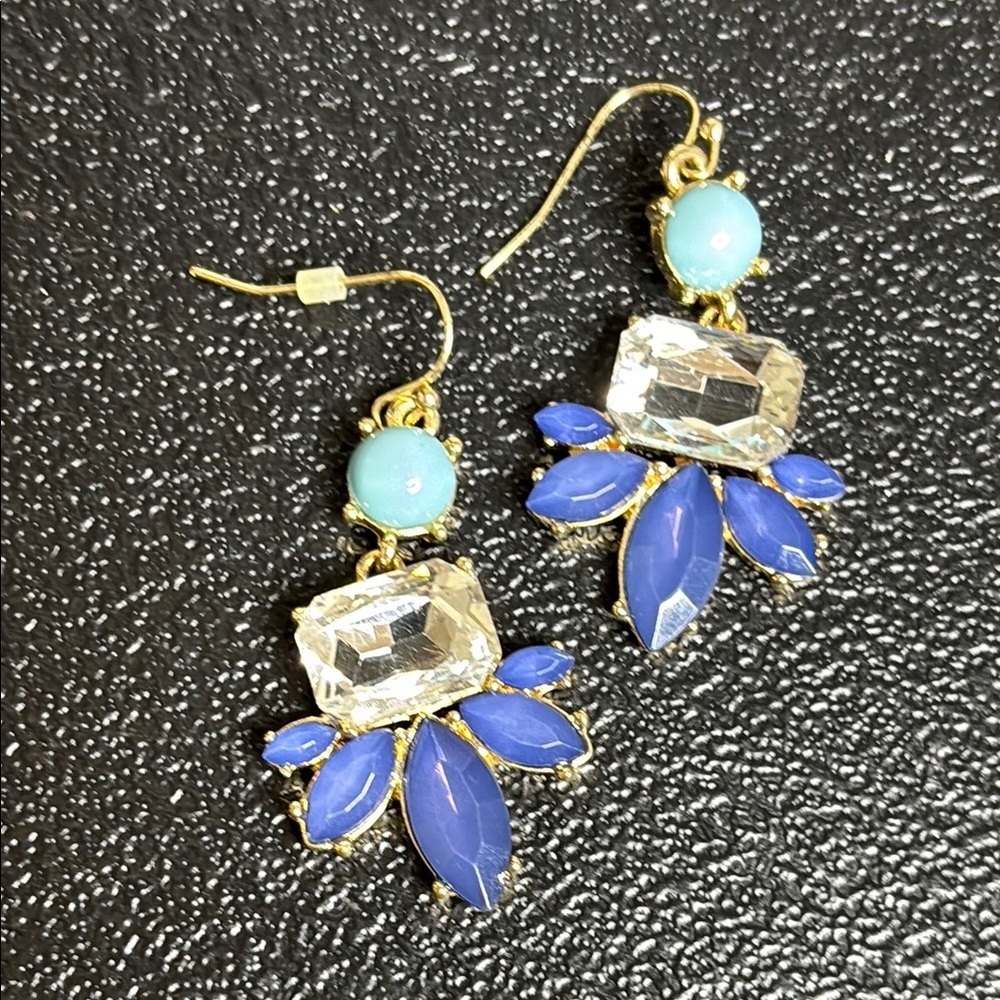 Vintage-Inspired Cobalt Blue and Gold Dangle Earrings